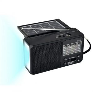 QFX R-37 3-In-1 Rechargeable AM/FM/SW1-SW4 6-Band Solar Radio +Flashlight+USB/SD - CompuBoutique - Miami Florida